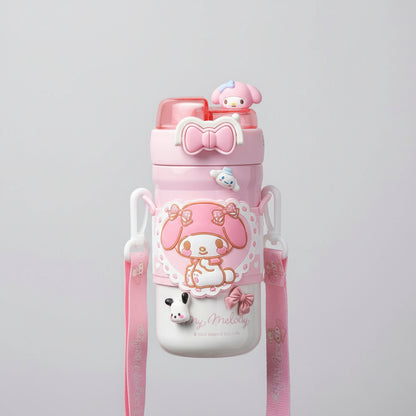 My Melody & Cinnamoroll Kawaii Water Bottle with Strap & Character Topper